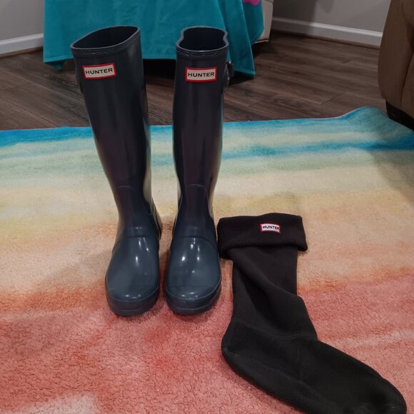 Hunter boots / Womans Size 7 / Men size 6 / gray - Picture 2 of 6